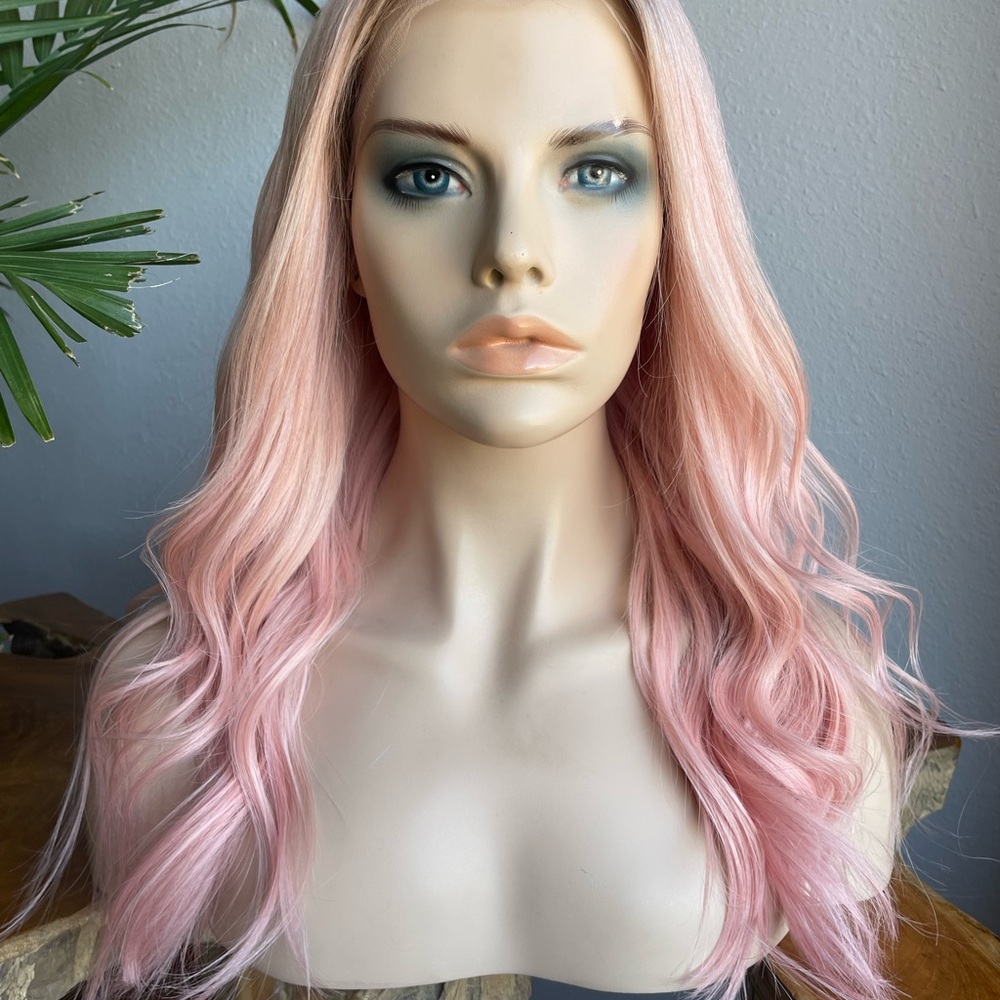 FREEDOM COUTURE Pink Rooted human hair Wig NEW